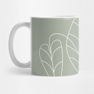 Boho, Sage Green Decor, Line Art, Botanical Mug
